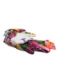 White Multicolor Floral Silk Bow Crystal Embellished Headband