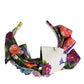 White Multicolor Floral Silk Bow Crystal Embellished Headband