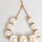 Gold Brass Faux Pearl Crystal Statement Luxury Jewelry Necklace