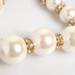Gold Brass Faux Pearl Crystal Statement Luxury Jewelry Necklace