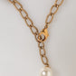 Gold Brass Faux Pearl Crystal Statement Luxury Jewelry Necklace