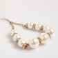 Gold Brass Faux Pearl Crystal Statement Luxury Jewelry Necklace