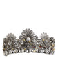 LED Crystal Embellished Silver Floral Filigree Crown Tiara