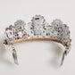 LED Crystal Embellished Silver Floral Filigree Crown Tiara