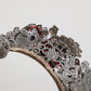 LED Crystal Embellished Silver Floral Filigree Crown Tiara