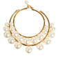 Gold Brass Faux Pearl Crystal Statement Luxury Jewelry Necklace