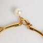 Gold Brass Faux Pearl Crystal Statement Luxury Jewelry Necklace