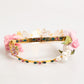 Gold Floral Tiara Pink Roses Crystal Crown Headband