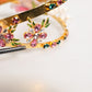 Gold Floral Tiara Pink Roses Crystal Crown Headband