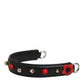 Black Embellished Leather Bag Handle Women Shoulder Strap
