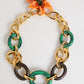 Multicolor Gold Brass Tiger Lily Floral Chai Necklace