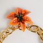 Multicolor Gold Brass Tiger Lily Floral Chai Necklace