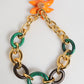 Multicolor Gold Brass Tiger Lily Floral Chai Necklace