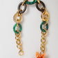 Multicolor Gold Brass Tiger Lily Floral Chai Necklace