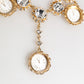 Gold Crystal Clock Face Pendant Statement Jewelry Necklace