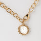 Gold Crystal Clock Face Pendant Statement Jewelry Necklace