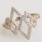 Geometric Diamond Shape Pave CZ Crystal Jewelry Ring