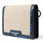 Beige Raffia Blue Leather Trim Mini Shoulder Purse Crossbody Bag
