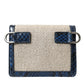 Beige Raffia Blue Leather Trim Mini Shoulder Purse Crossbody Bag