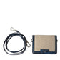 Beige Raffia Blue Leather Trim Mini Shoulder Purse Crossbody Bag