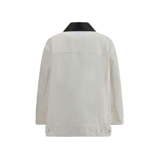 DENIM PARKA WITH LEATHER COLLAR
