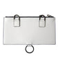 White Calfskin Leather Large Crossbody Card Holder Wallet