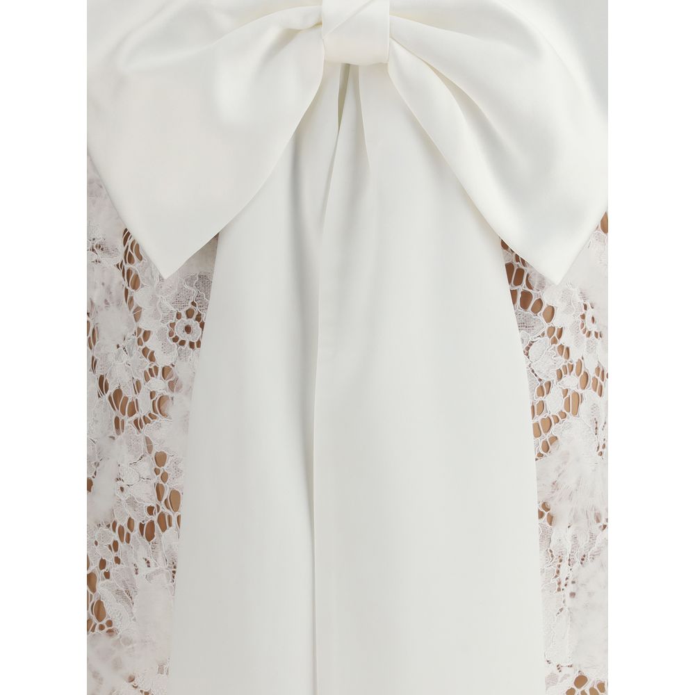 Short satin Dress with lace bow