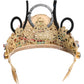 Gold Brass Crystal Embellished Headpiece Crown Tiara