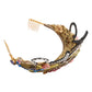 Gold Brass Crystal Embellished Headpiece Crown Tiara