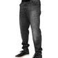 Black Gray Wash Slim Fit Straight Leg Denim Jeans