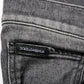 Black Gray Wash Slim Fit Straight Leg Denim Jeans