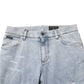 Light Blue Distressed Slim Fit Ripped Denim Jeans