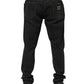 Black Cotton Slim Fit Distressed Ripped Logo Jeans