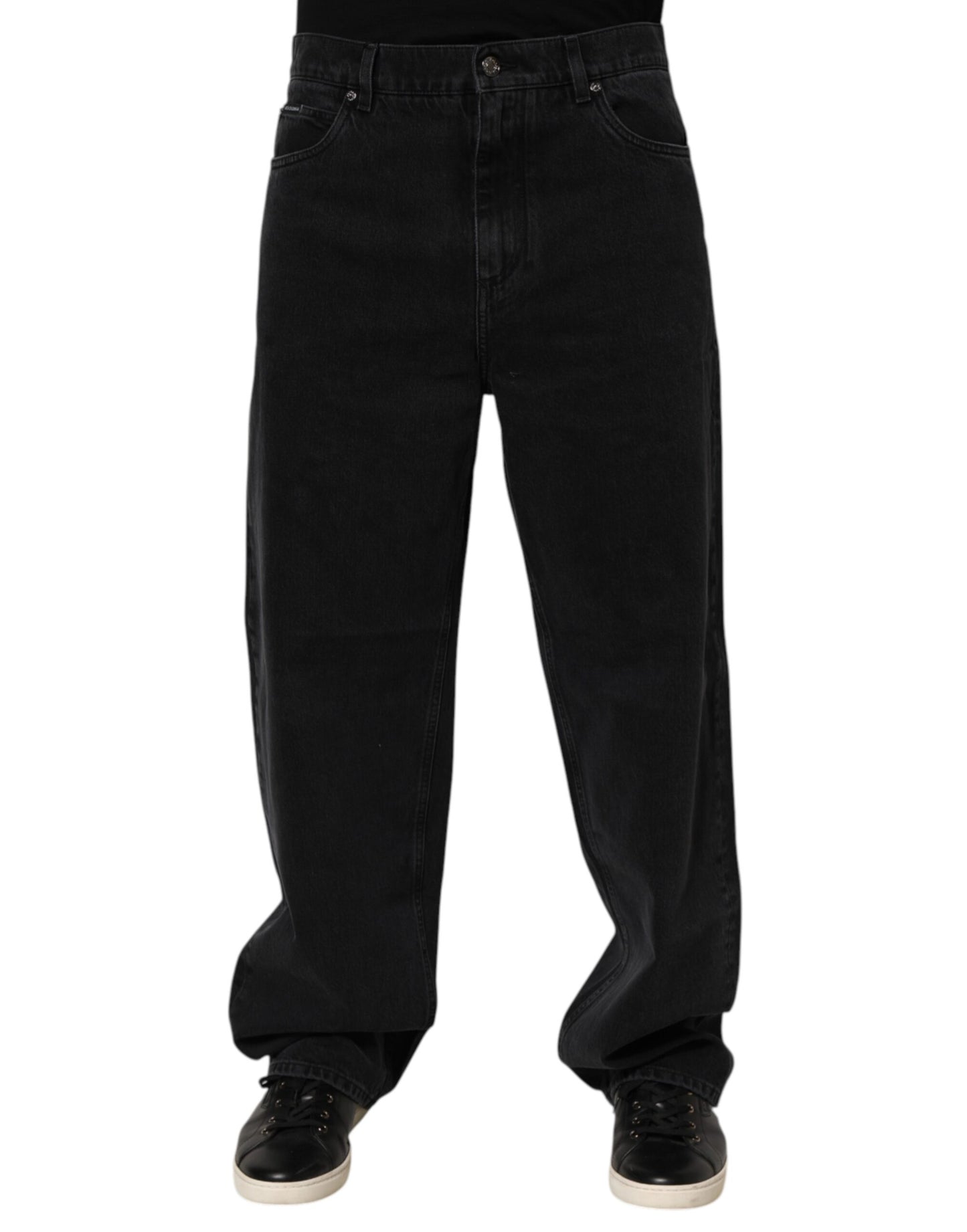 Black Denim Wide Leg Relaxed Fit Pants Jeans
