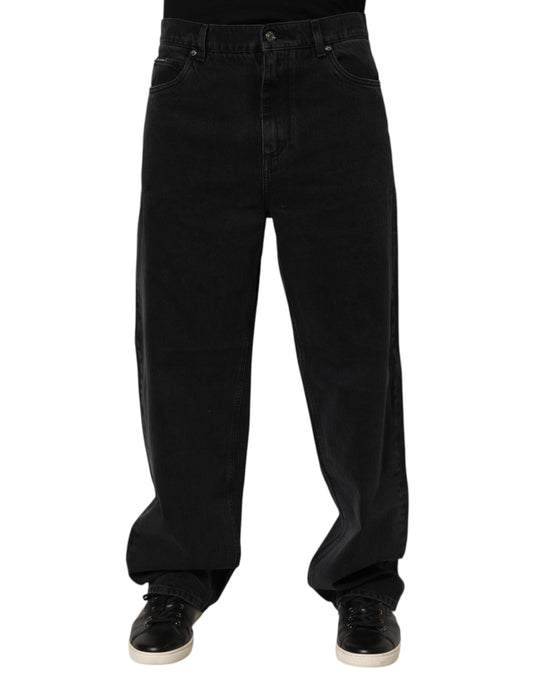 Black Denim Wide Leg Relaxed Fit Pants Jeans