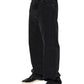 Black Denim Wide Leg Relaxed Fit Pants Jeans