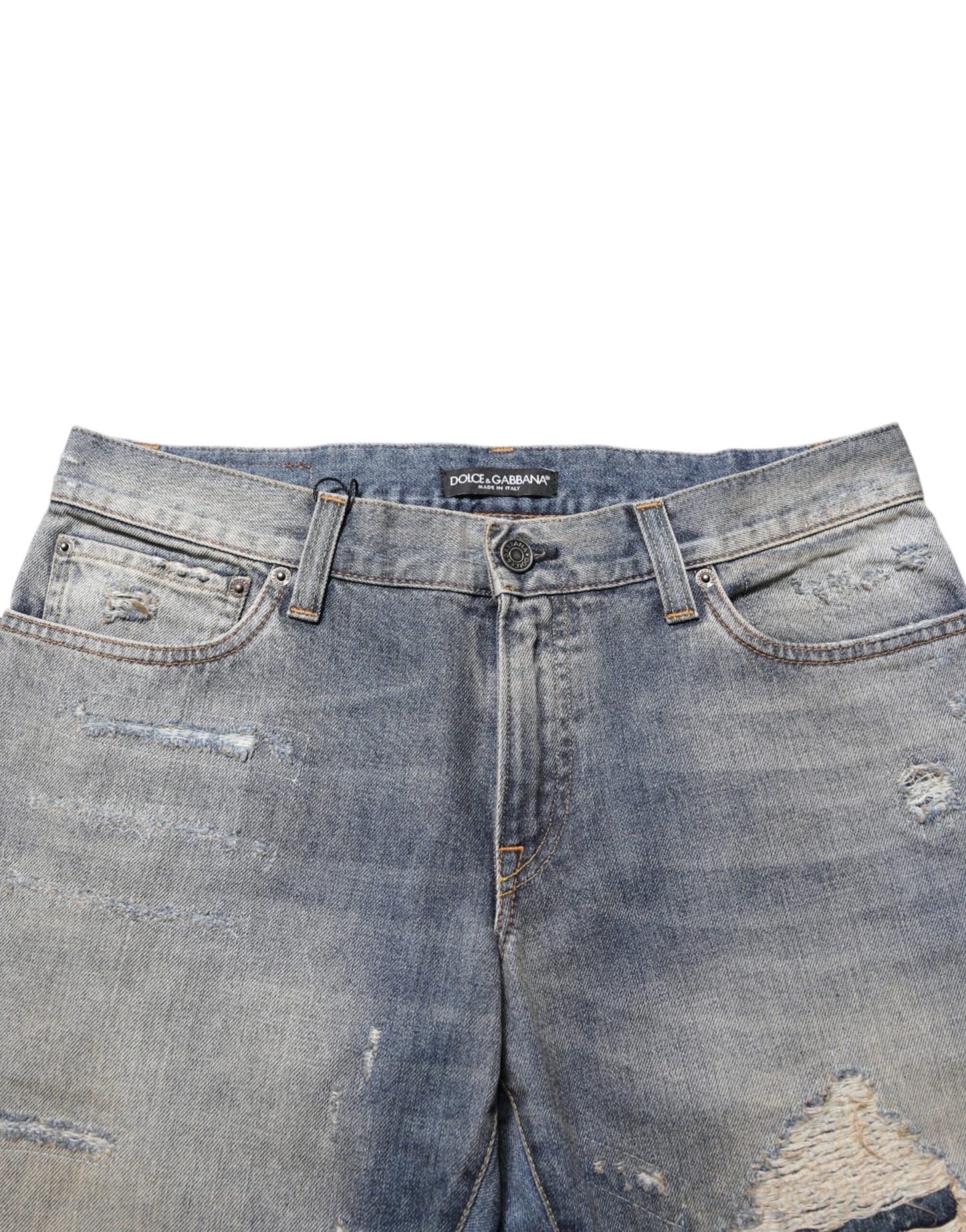 Blue Distressed Denim Slim Fit Pants Jeans