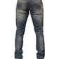 Blue Distressed Denim Slim Fit Pants Jeans