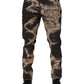Beige Black Corduroy Tie-Dye Cotton Blend Pants