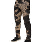 Beige Black Corduroy Tie-Dye Cotton Blend Pants