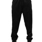 Black Polyester Logo Stripe Track Jogger Pants