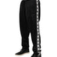 Black Polyester Logo Stripe Track Jogger Pants