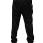 Black Polyester Logo Stripe Track Jogger Pants