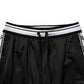 Black Polyester Logo Stripe Track Jogger Pants