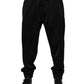 Black Polyester Logo Plaque Sweatpants Jogger Pants