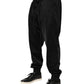Black Polyester Logo Plaque Sweatpants Jogger Pants