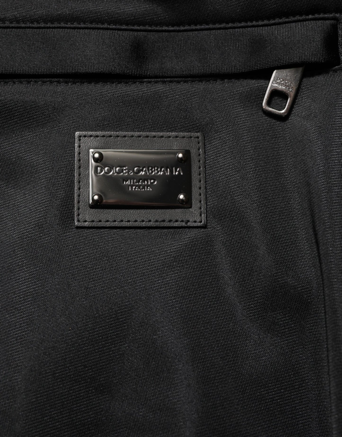 Black Polyester Logo Plaque Sweatpants Jogger Pants