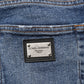 Blue Cotton Logo Plaque Skinny Men Denim Jeans