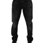 Black Washed Cotton Skinny Men Denim Jeans