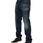 Dark Blue Washed Cotton Skinny Men Denim Jeans